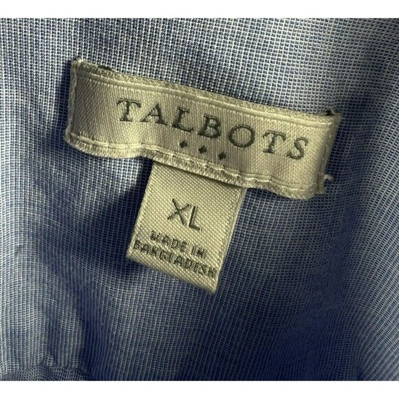 Talbots Women's Blouse Top Size XL Button Up Long Sleeve Blue 100% Cotton Office - Picture 2 of 7